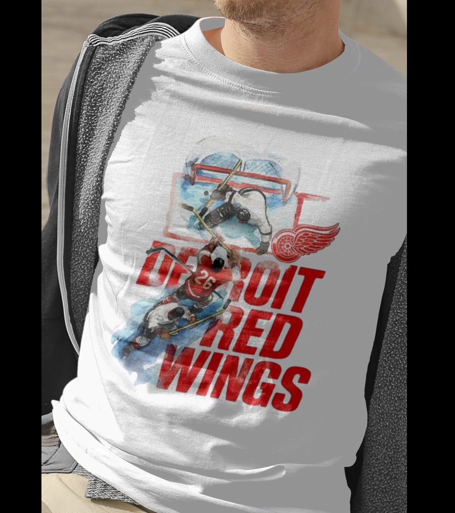 Sana X Detroit Red Wings Hockey Team Action Scene T-Shirt