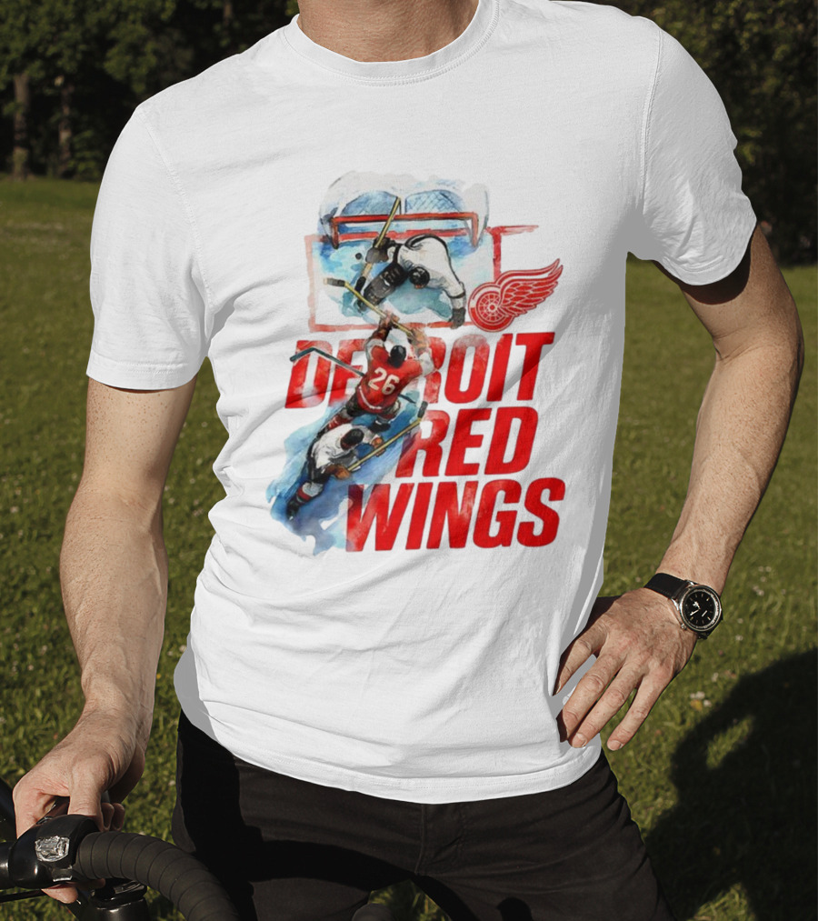 Sana X Detroit Red Wings Hockey Team Action Scene T-Shirt