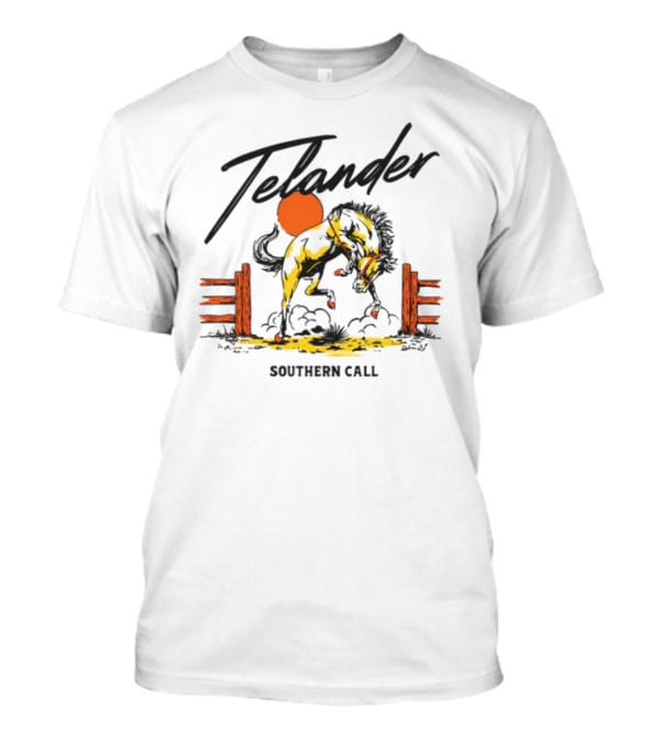 Telander Horse Southern Call Equestrian Sunset Fence Scene T-Shirt