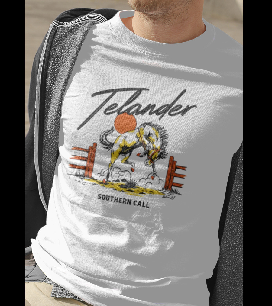 Telander Horse Southern Call Equestrian Sunset Fence Scene T-Shirt