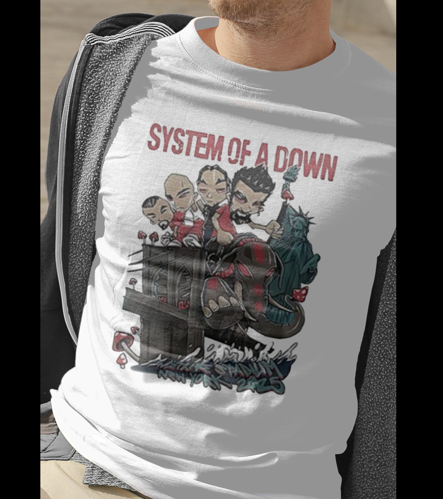 System Of A Down 2025 Chibi Cartoon Yankee Stadium New York T-Shirt