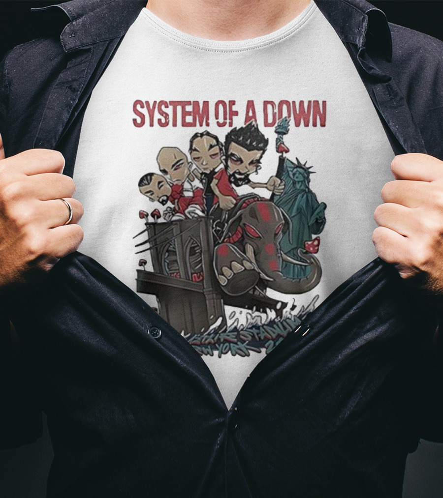 System Of A Down 2025 Chibi Cartoon Yankee Stadium New York T-Shirt