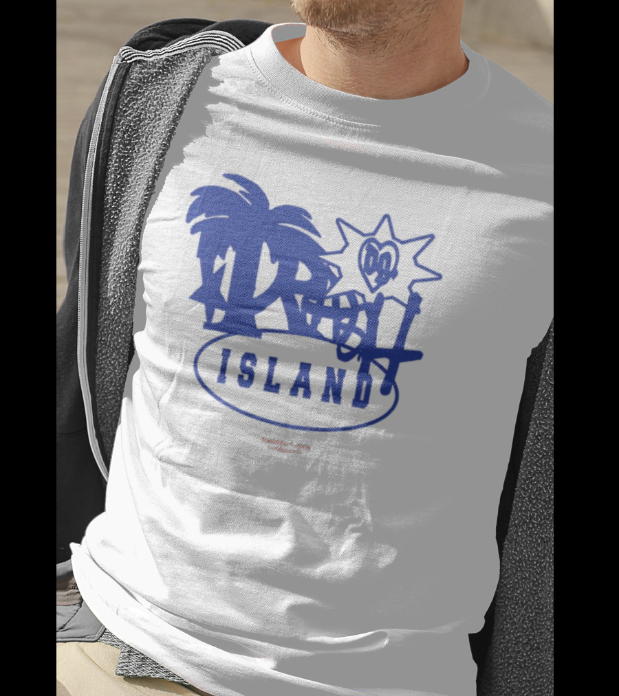 Trash Island Blue And White Palm Star Grafik T-Shirt