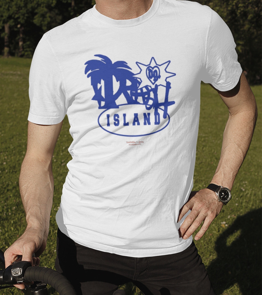 Trash Island Blue And White Palm Star Grafik T-Shirt