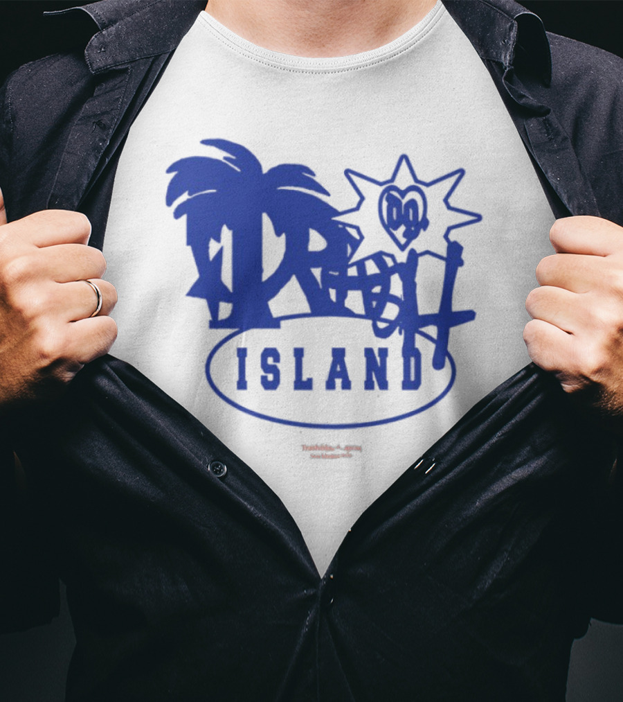 Trash Island Blue And White Palm Star Grafik T-Shirt