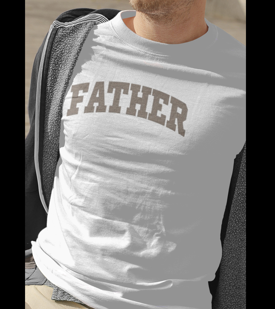 Unwell Father Text Arch Style Brown Letters T-Shirt
