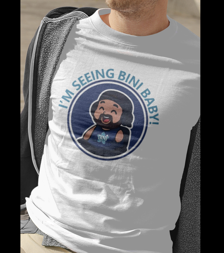 1Armreacts I'm Seeing Bini Baby Cartoon Character With Headphones And Star T-Shirt