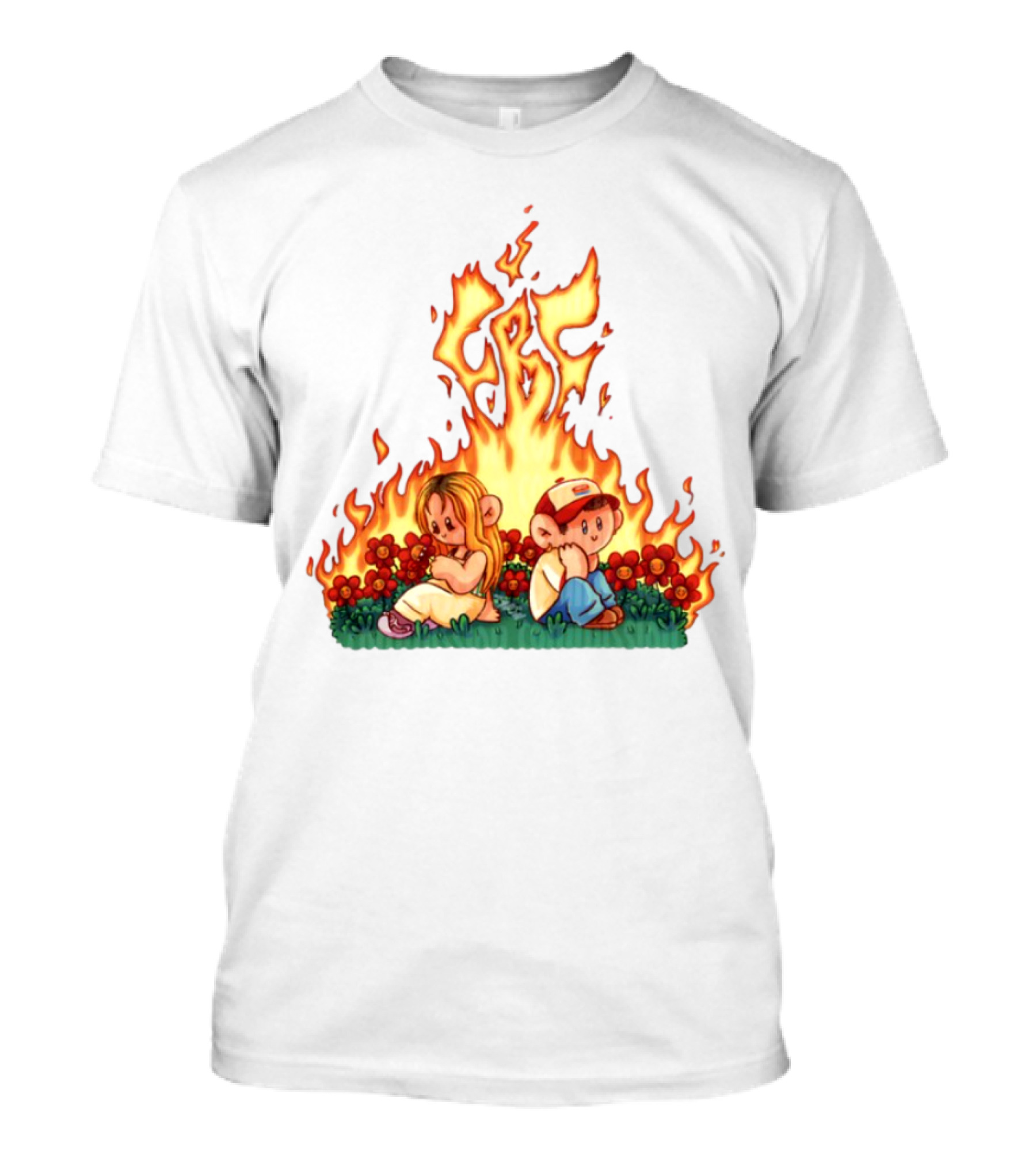 Fireball Friday Love Is Comic Characters With Fiery Background T-Shirt