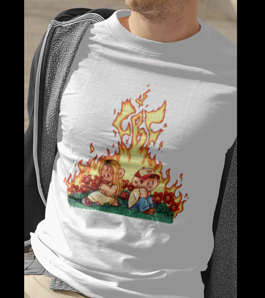 Fireball Friday Love Is Comic Characters With Fiery Background T-Shirt