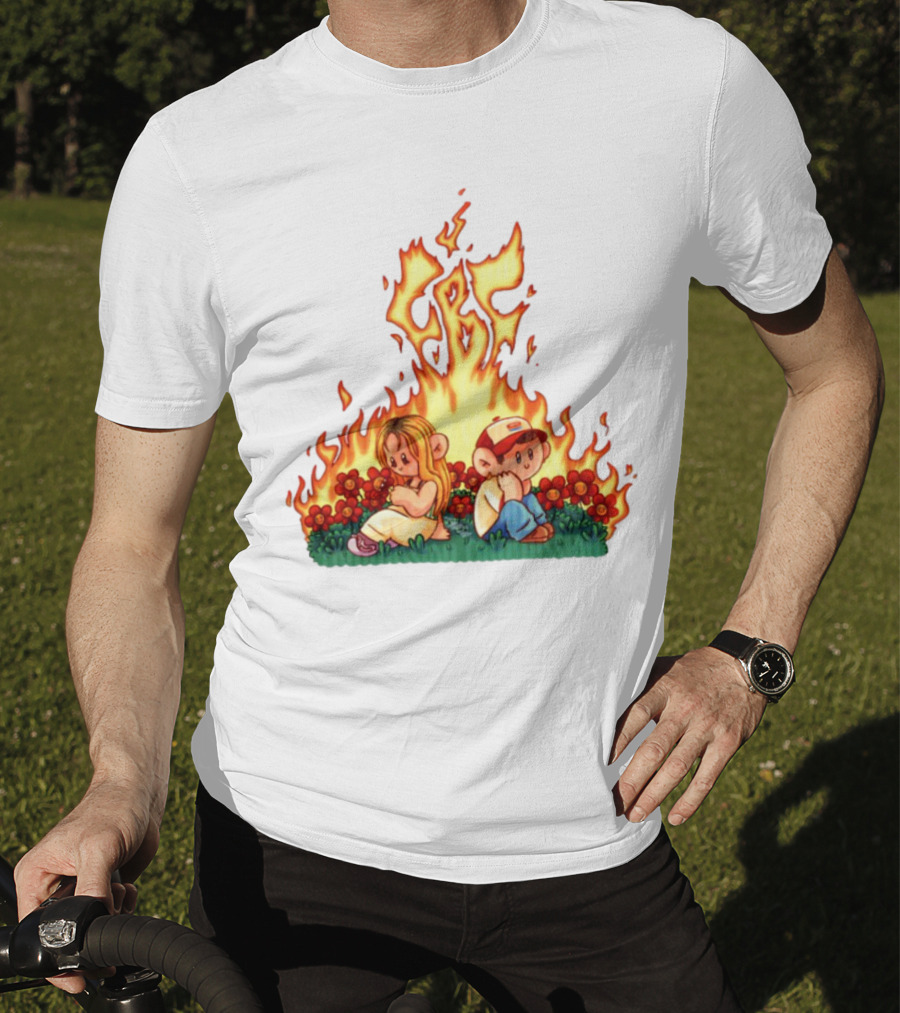 Fireball Friday Love Is Comic Characters With Fiery Background T-Shirt
