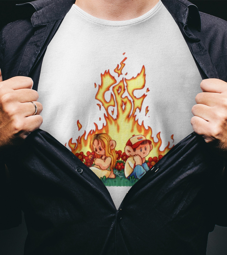 Fireball Friday Love Is Comic Characters With Fiery Background T-Shirt