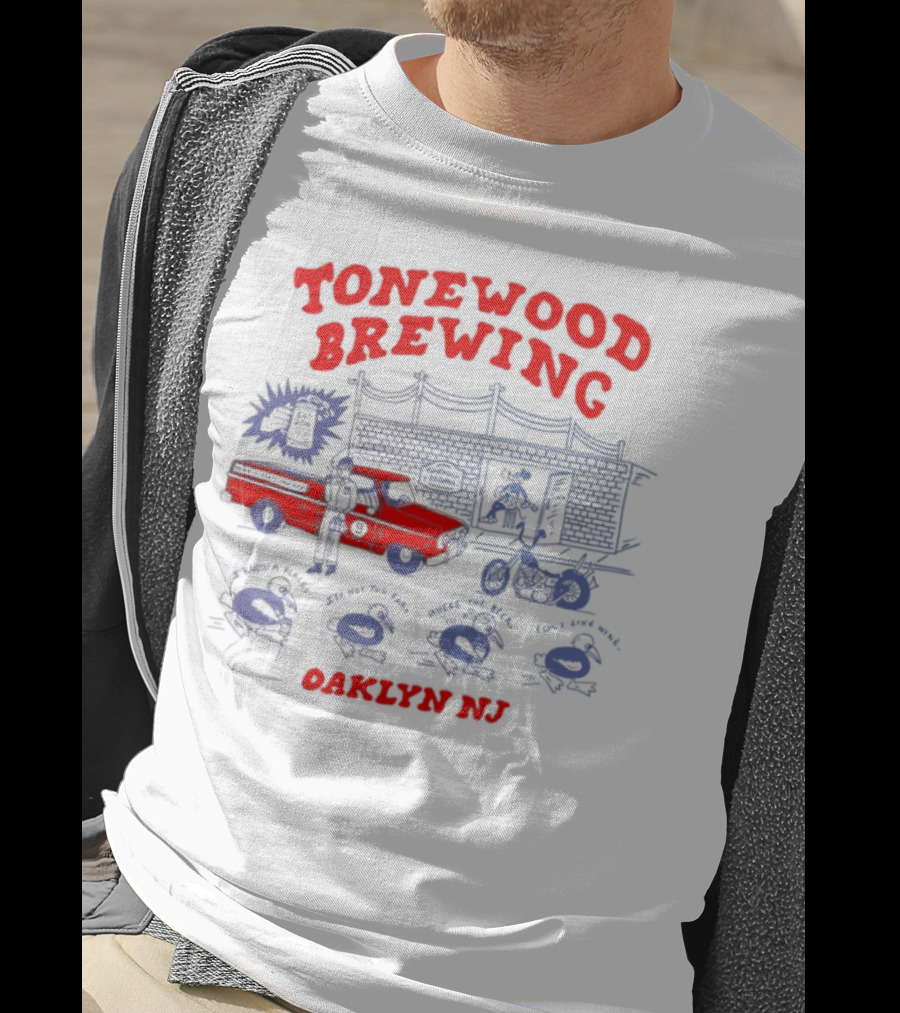 Tonewood Brewing Oaklyn NJ Vintage Car Scene T-Shirt