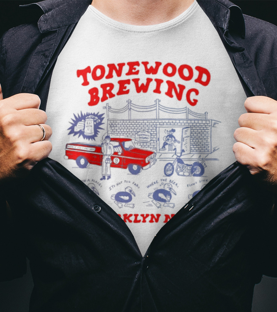 Tonewood Brewing Oaklyn NJ Vintage Car Scene T-Shirt