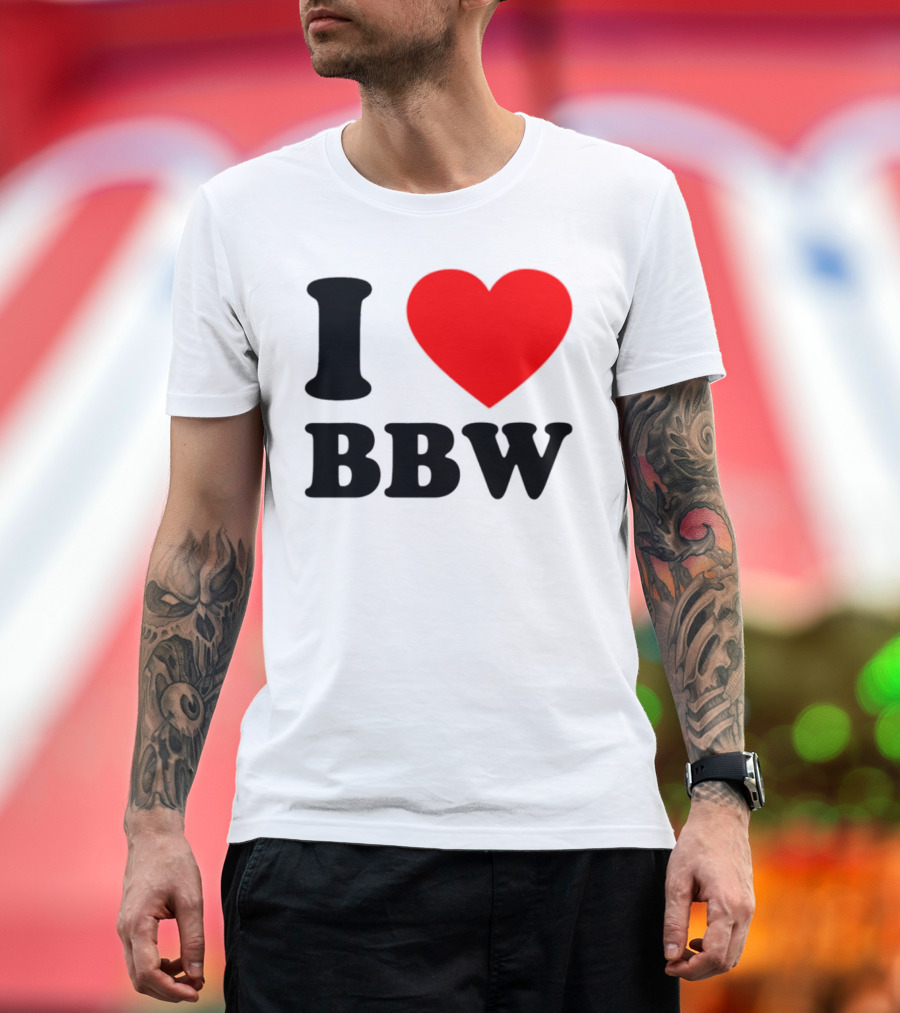 I Love BBW Heart Symbol Statement T-Shirt