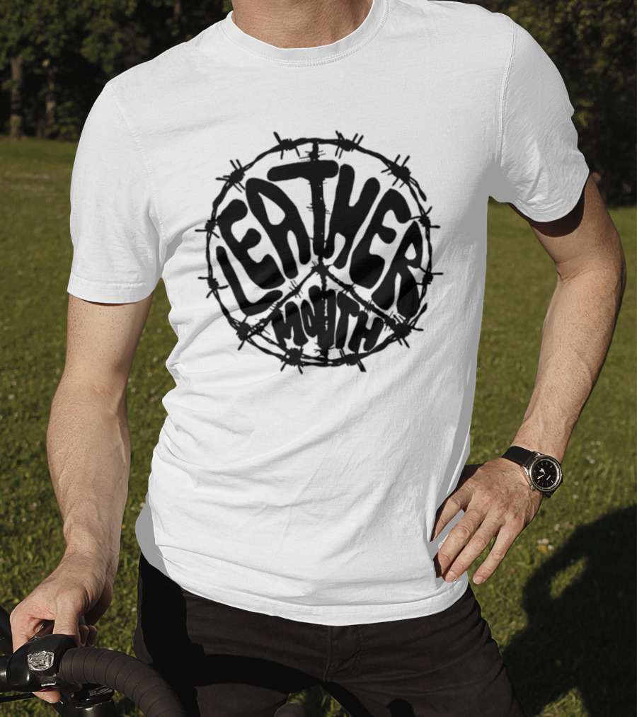 Leathermouth Barbed Wire Peace Symbol Grunge Aesthetic T-Shirt