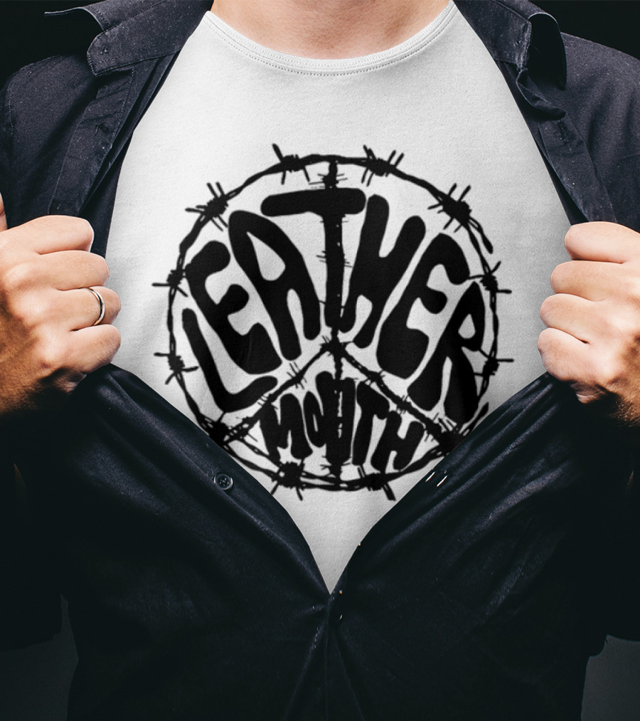 Leathermouth Barbed Wire Peace Symbol Grunge Aesthetic T-Shirt