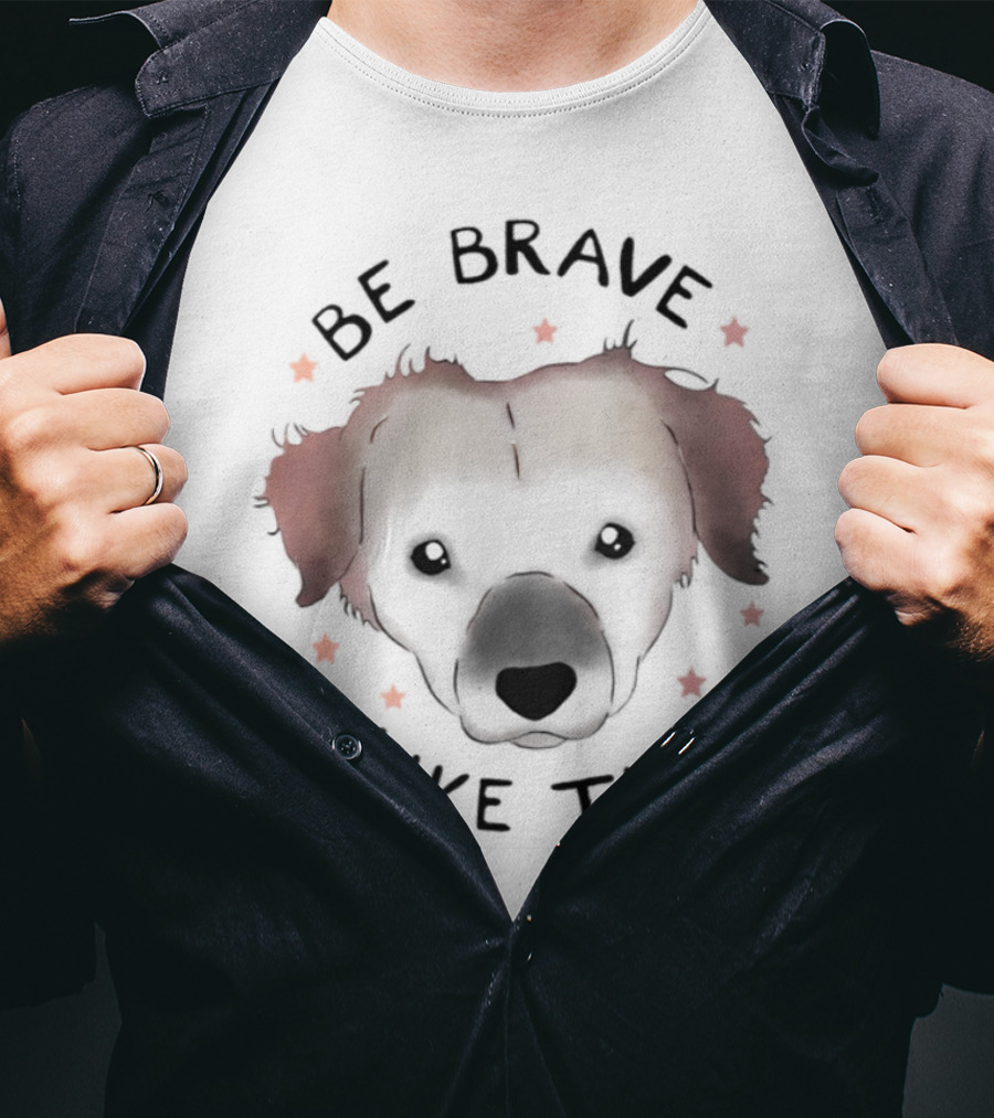 Muddy Pawsrescue Simon Sits Be Brave Like Tiki Dog Face Stars T-Shirt