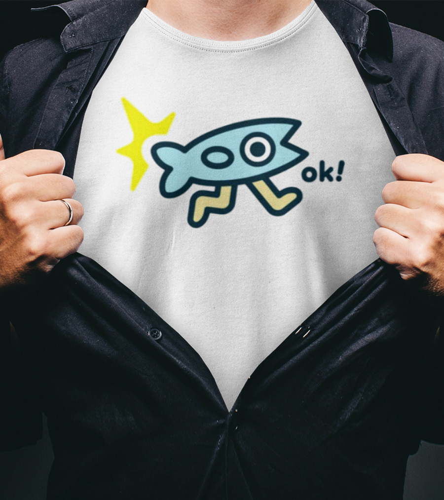 Oksuperday Fish With Legs And Star Icon Ok T-Shirt