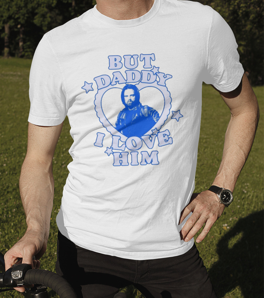 But Daddy I Love Him Bucky Barnes Blue Heart Stars T-Shirt