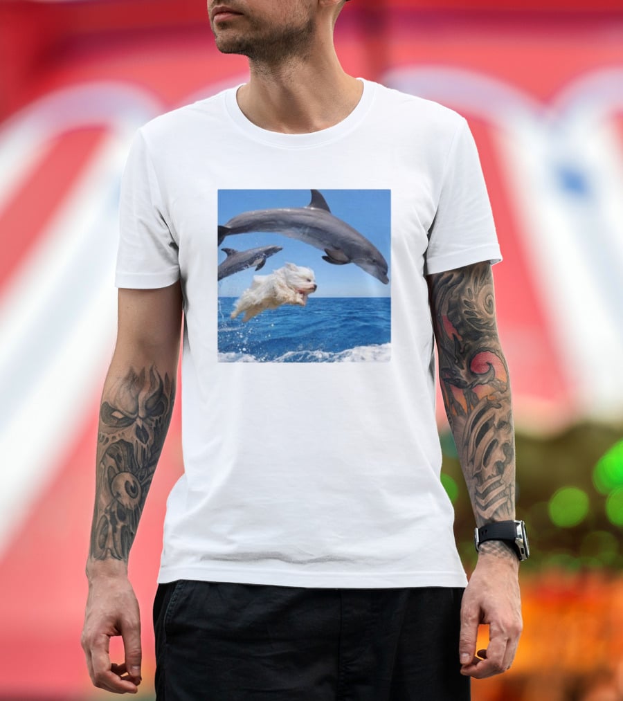 Dog Jump With Dolphin Ocean Adventure T-Shirt