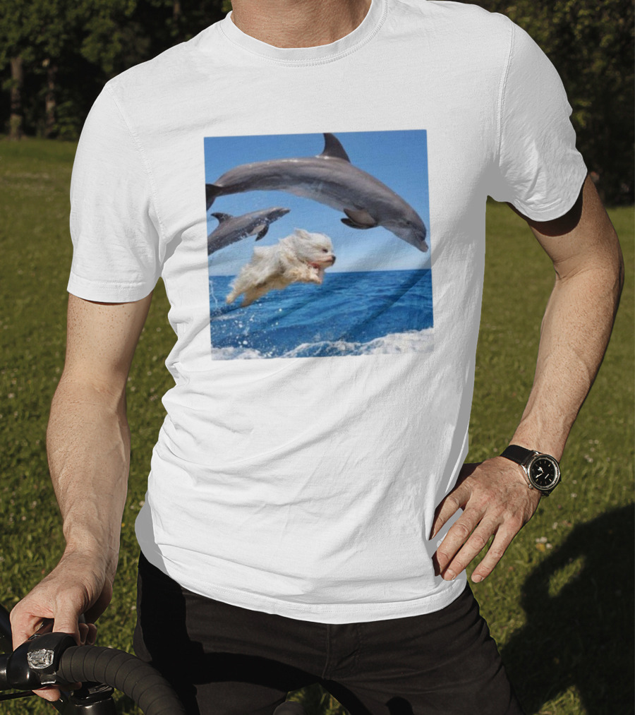 Dog Jump With Dolphin Ocean Adventure T-Shirt