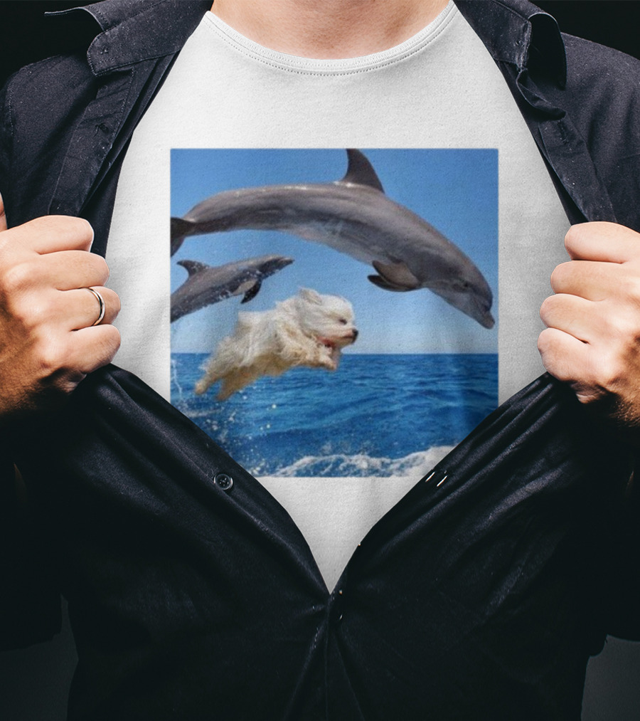 Dog Jump With Dolphin Ocean Adventure T-Shirt