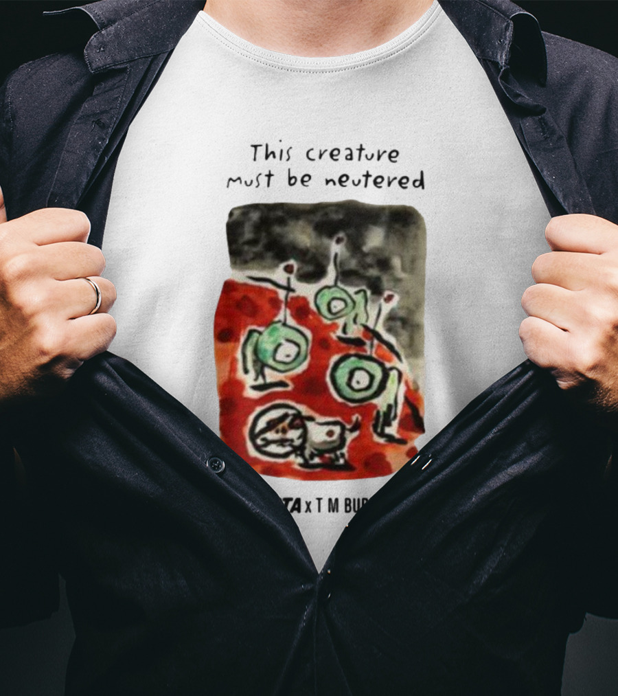Peta X Tim Burton The Creature Must Be Regarded Levi In Space T-Shirt