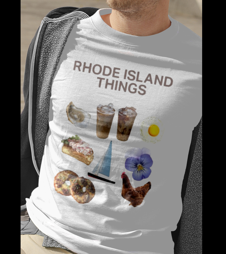 Rhode Island Things Iced Coffee Lobster Roll Sailboat Hen Johnnycakes T-Shirt