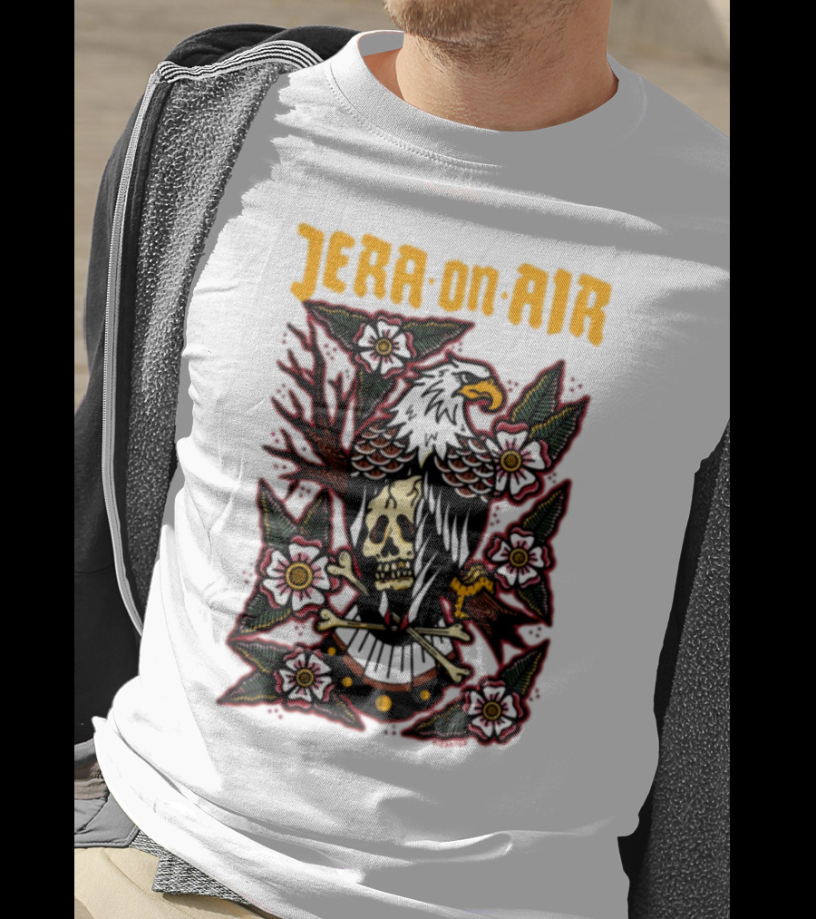 Richie Disaster Jera On Air Eagle Skull Floral Design T-Shirt