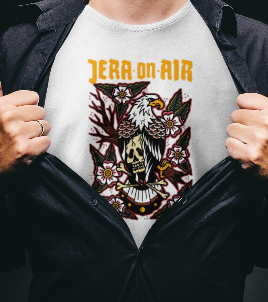 Richie Disaster Jera On Air Eagle Skull Floral Design T-Shirt