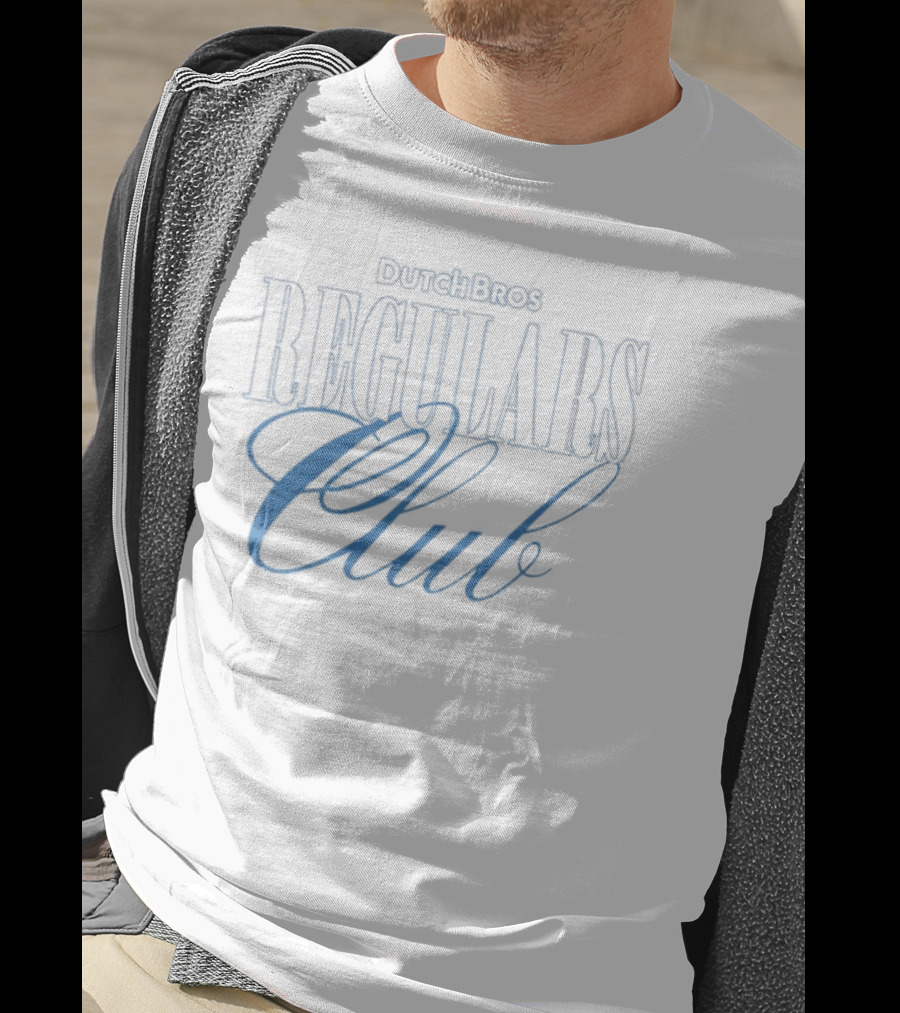 Dutch Bros Regulars Club Membership Blue Text T-Shirt