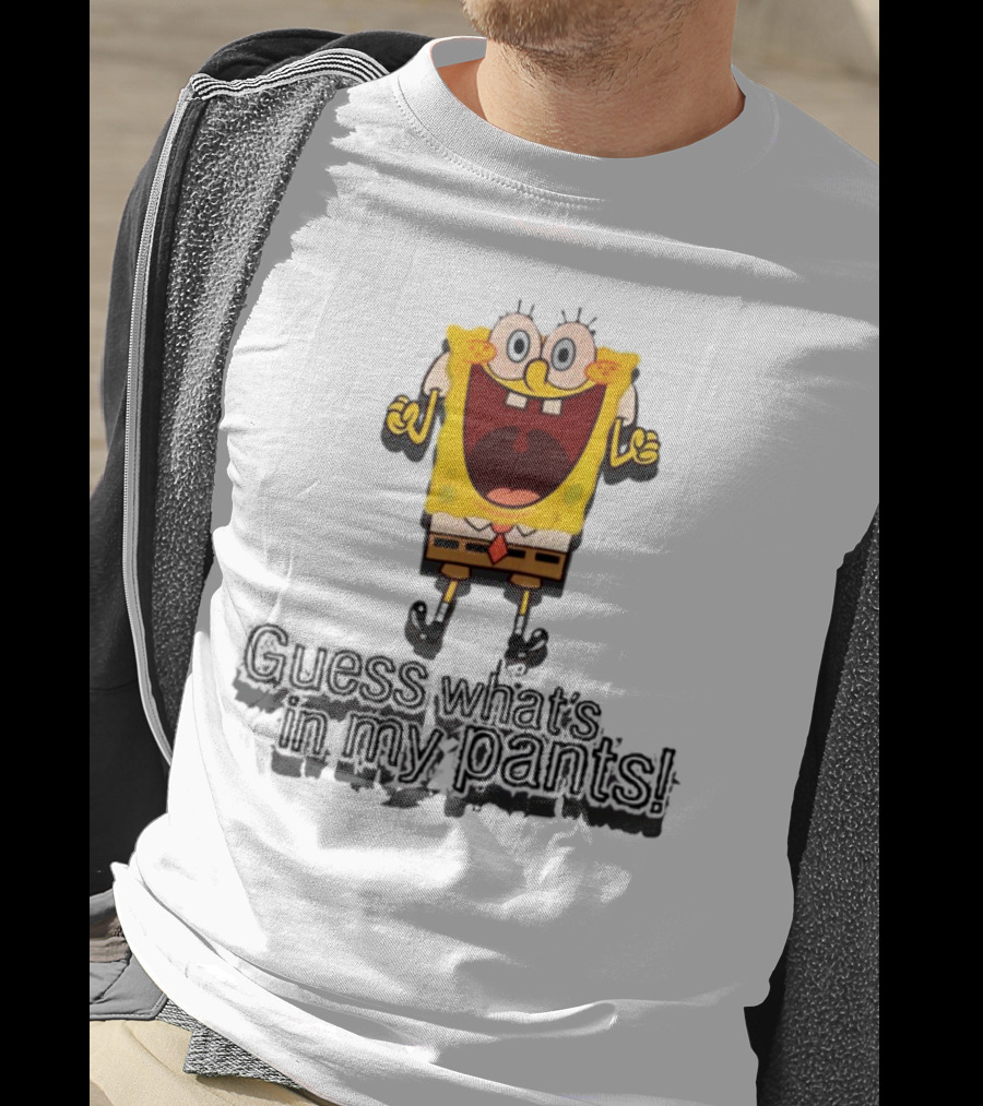 "Guess What's In My Pants Funny SpongeBob SquarePants Patrick Reference" T-Shirt
