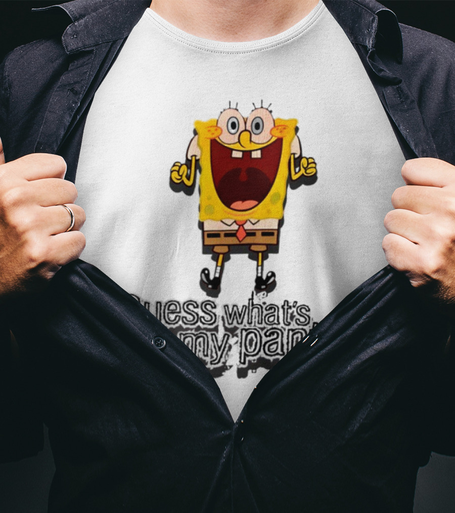 "Guess What's In My Pants Funny SpongeBob SquarePants Patrick Reference" T-Shirt