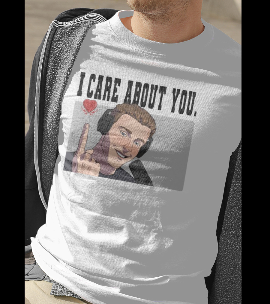I Care About You Heart Headphones Microphone Illustration T-Shirt