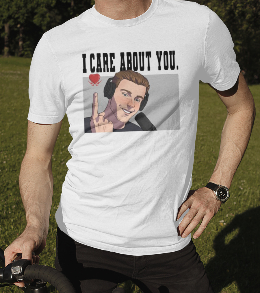 I Care About You Heart Headphones Microphone Illustration T-Shirt