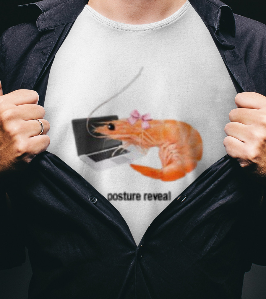 Shrimp Laptop Bow Posture Reveal T-Shirt