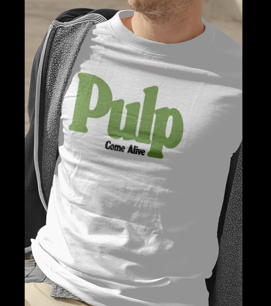 Pulp Come Alive Ecru Retro Bold Green Typography T-Shirt