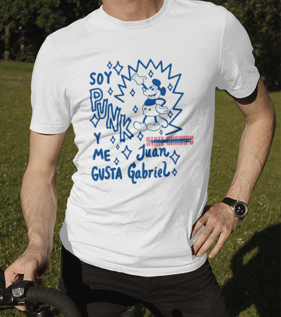 Soy Punk Y Me Gusta Juan Gabriel Sparkling Cartoon Punk Style T-Shirt