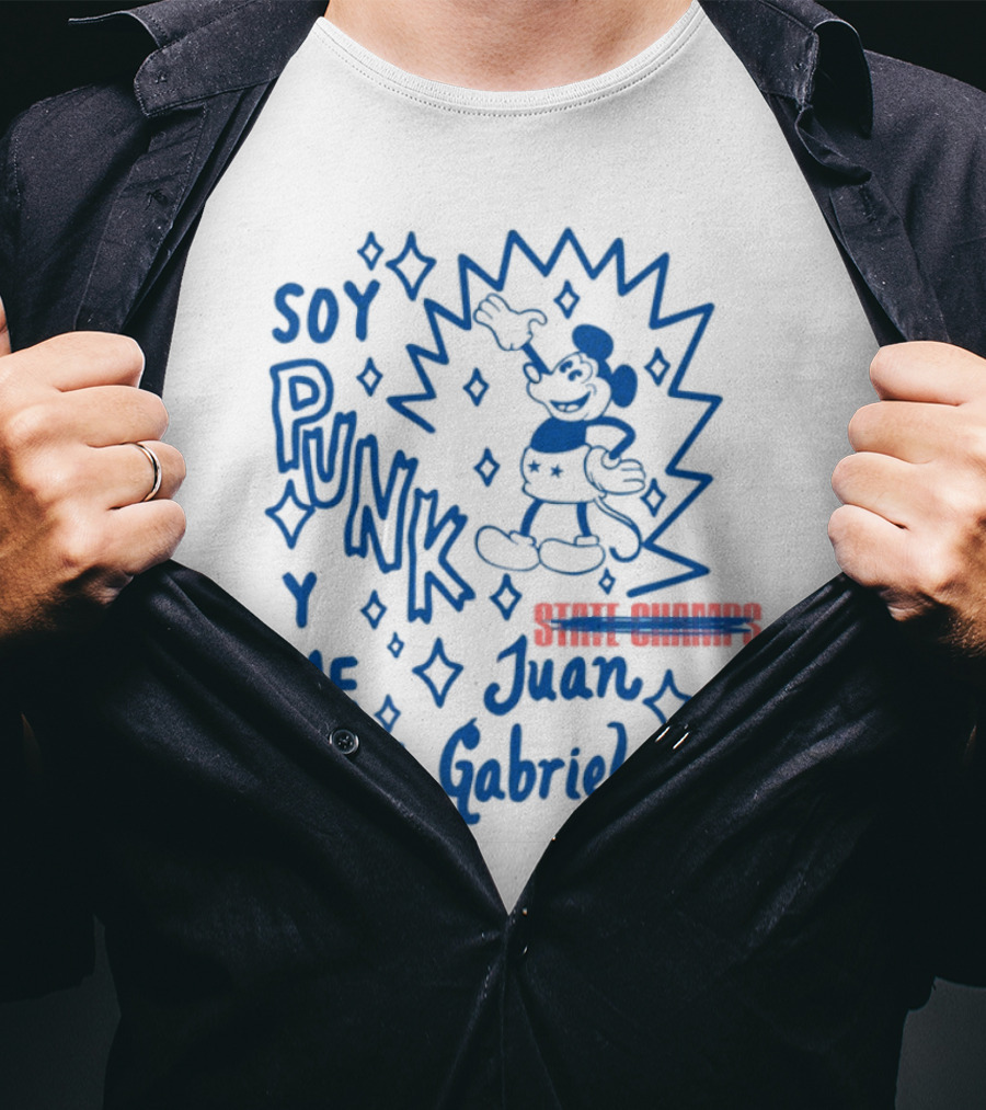 Soy Punk Y Me Gusta Juan Gabriel Sparkling Cartoon Punk Style T-Shirt