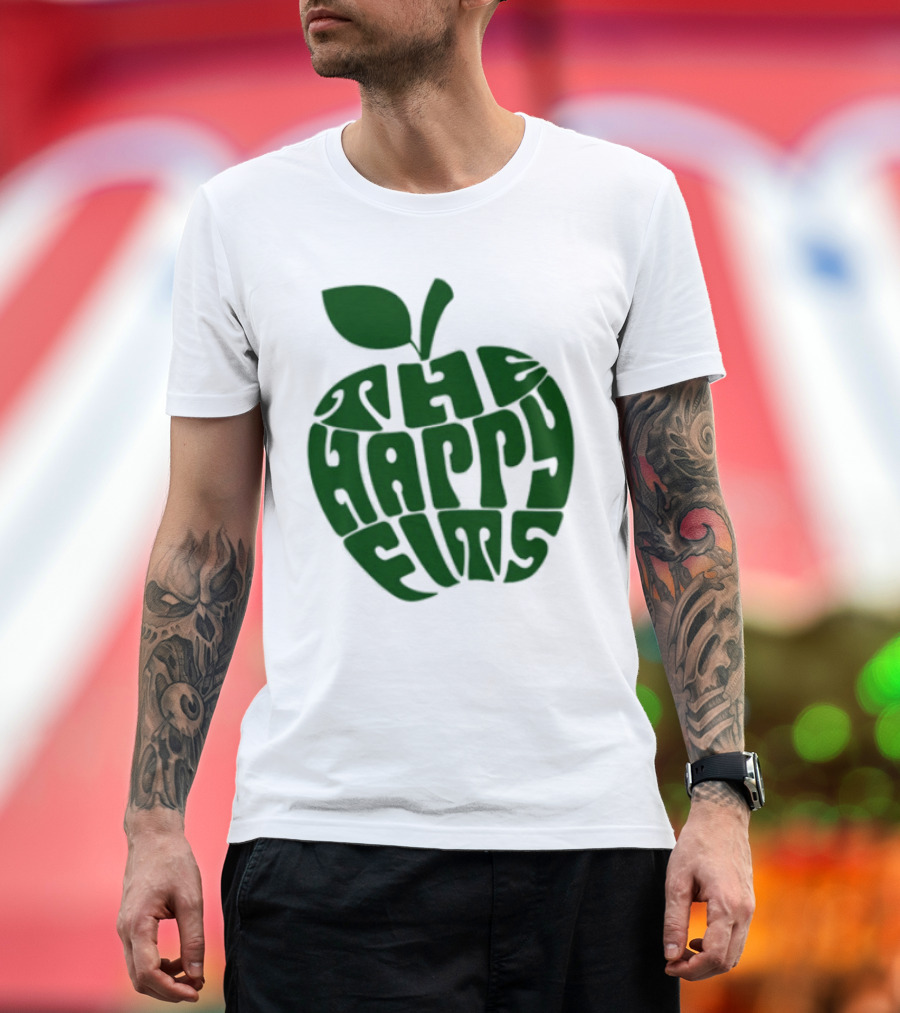 The Happy Fits Green Apple Text Art T-Shirt