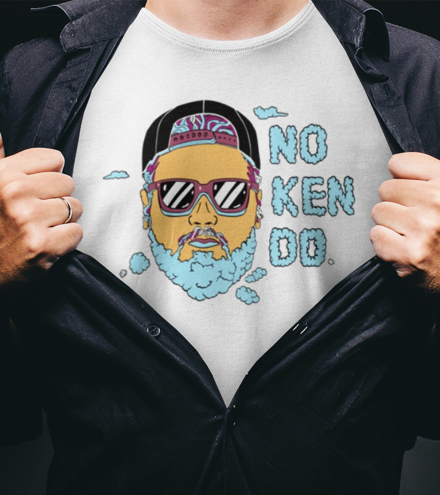 No Ken Do Trippy Ken Sunglasses Beard Cartoon T-Shirt