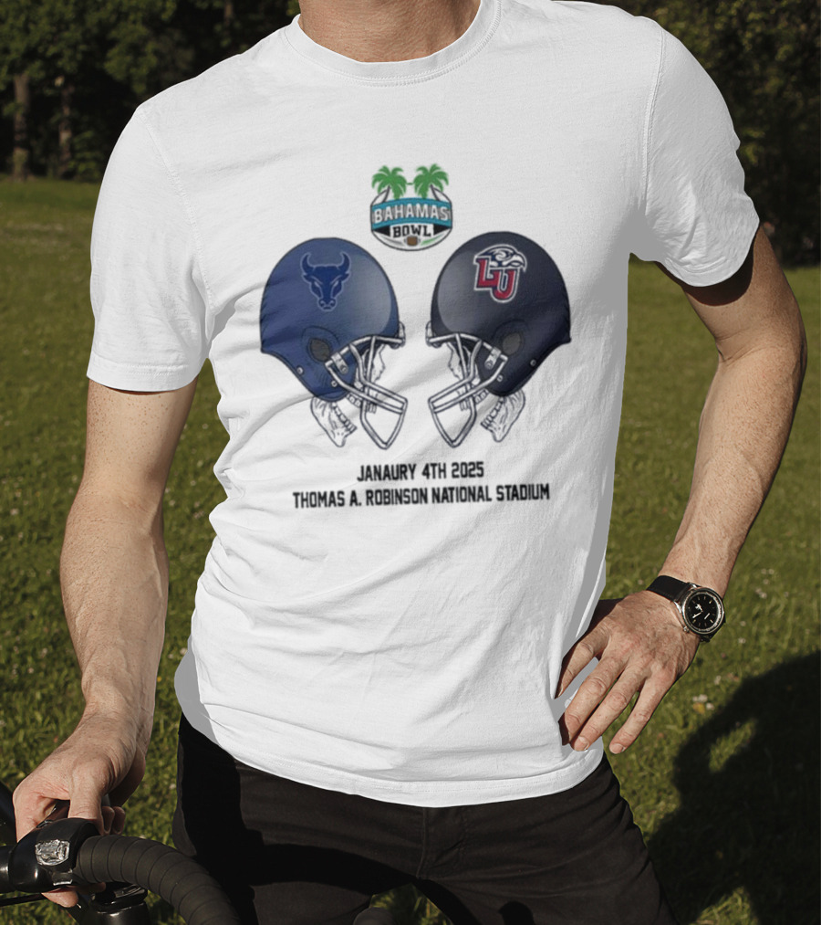 Buffalo Bulls Vs Liberty Flames Head To Head Bahamas Bowl January 4th 2025 Thomas A Robinson Stadium T-Shirt