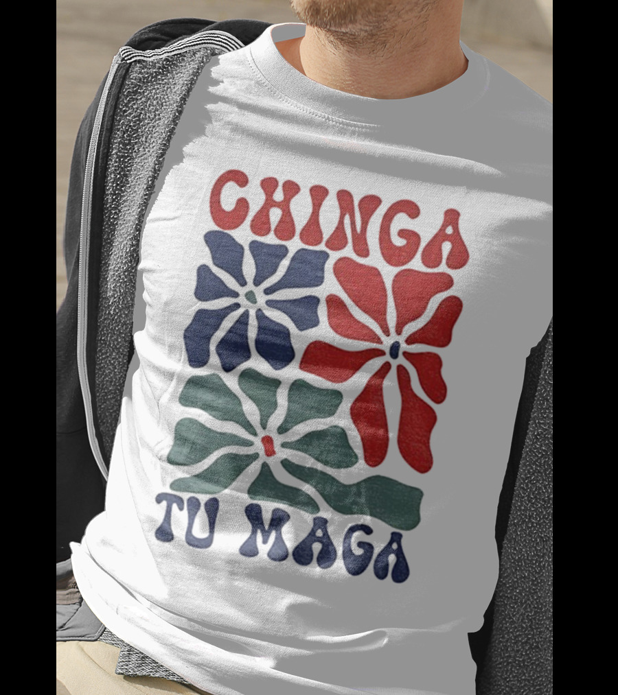 Chinga Tu Maga Colorful Floral Design T-Shirt
