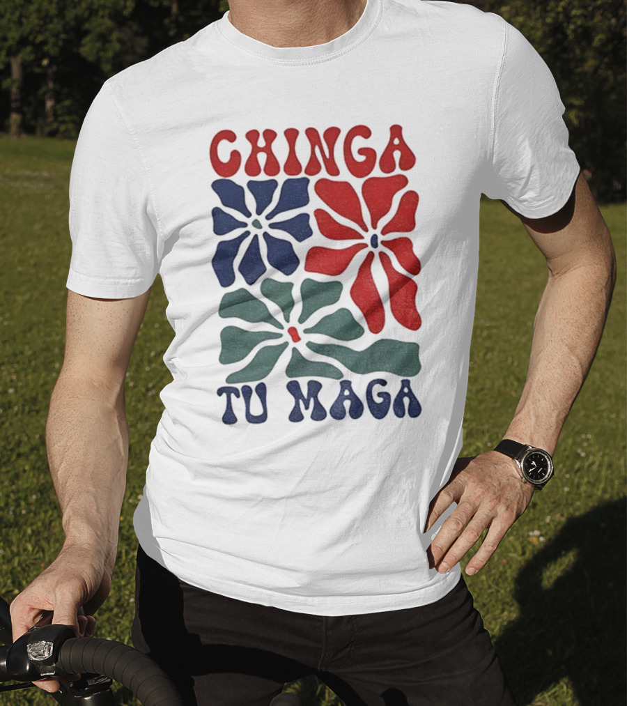 Chinga Tu Maga Colorful Floral Design T-Shirt