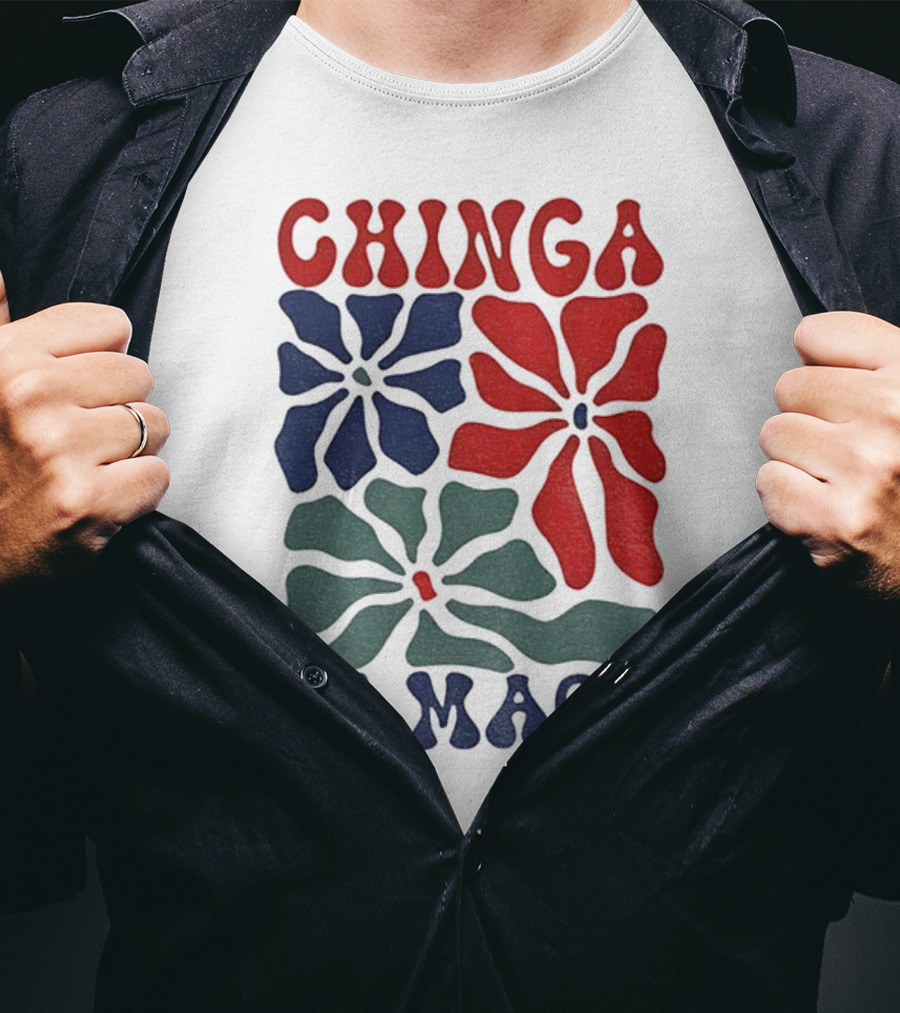 Chinga Tu Maga Colorful Floral Design T-Shirt
