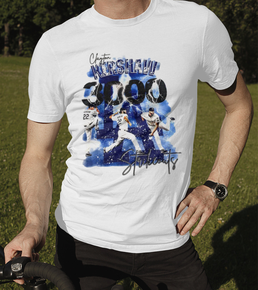 Clayton Kershaw 3000 Strikeouts Los Angeles Dodgers MLB Vintage T-Shirt