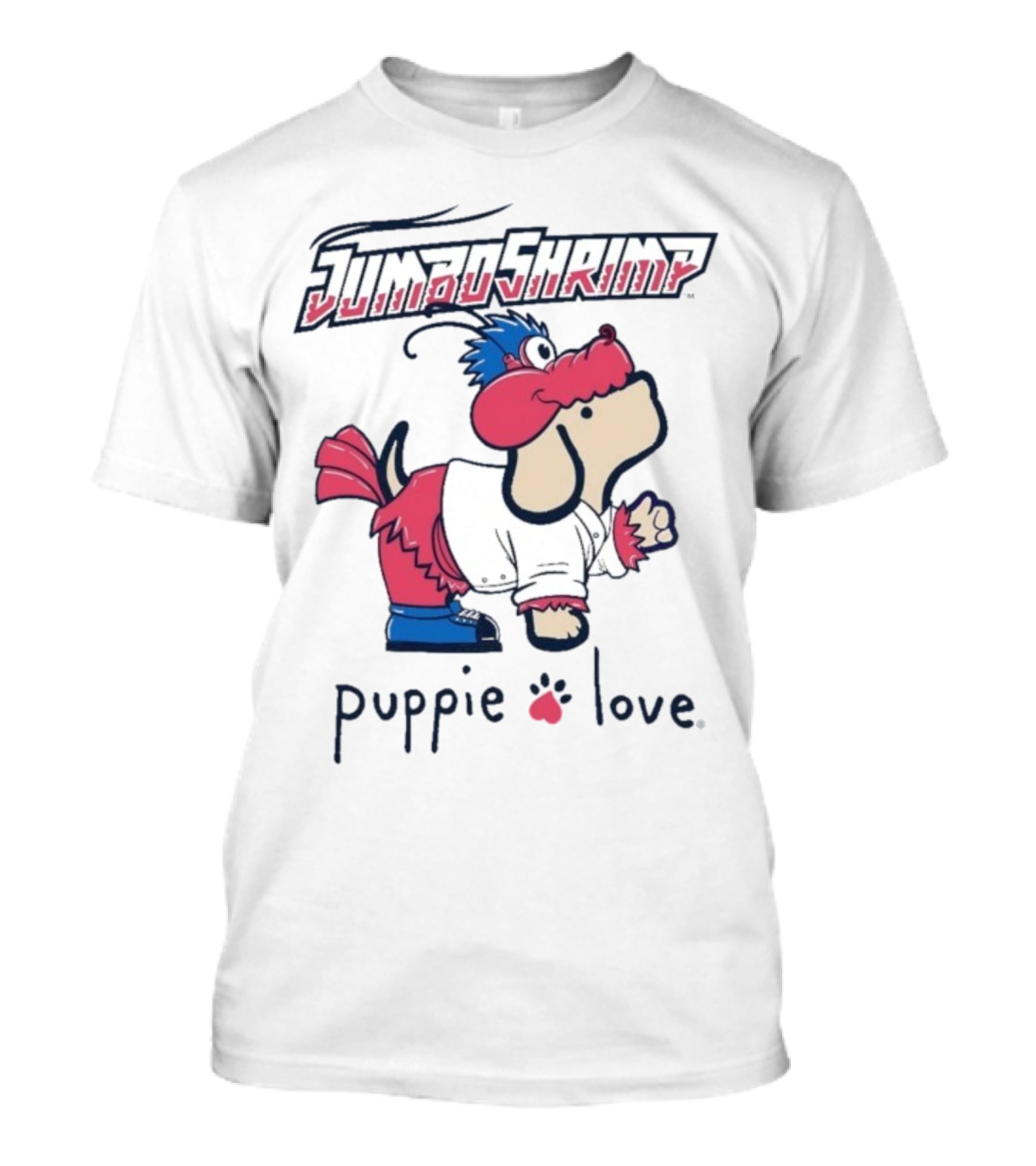 Jacksonville Jumbo Shrimp Puppie Love Baseball Mascot T-Shirt