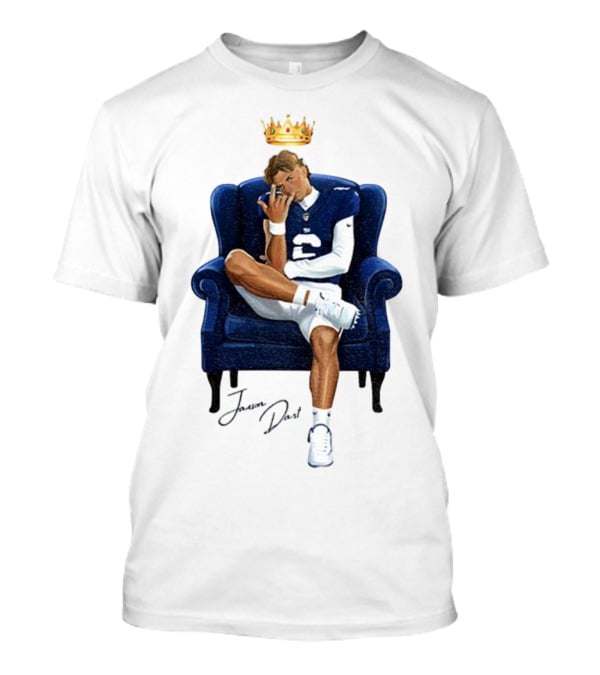 Jaxson Dart King New York Giants Football NFL 2025 Cartoon Player Throne Illustration T-Shirt