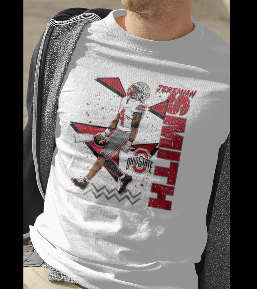Ohio State Buckeyes Football Jeremiah Smith 90s Style Vintage Red Black Pattern T-Shirt