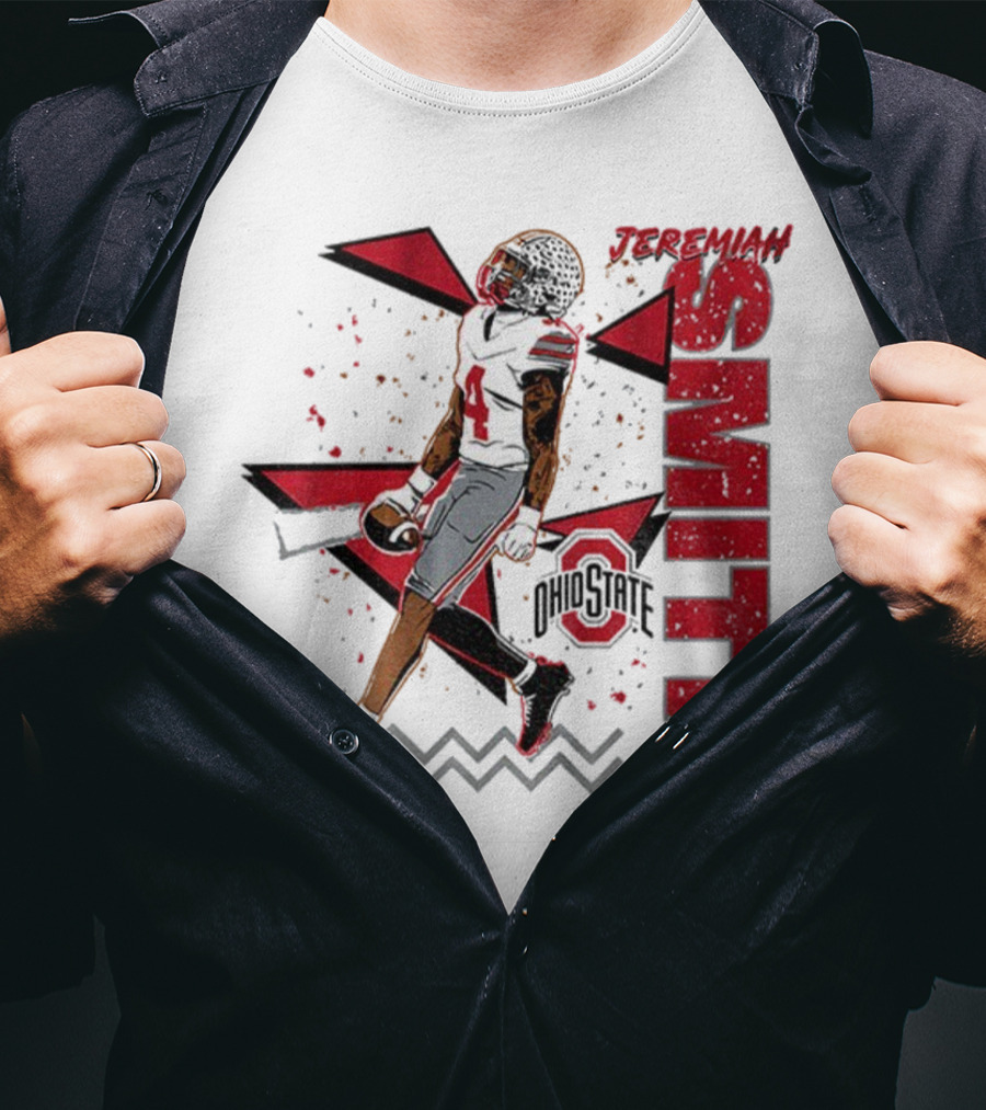 Ohio State Buckeyes Football Jeremiah Smith 90s Style Vintage Red Black Pattern T-Shirt